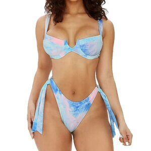 NWOT - Pink and Blue tie dye bikini set